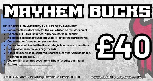 Mayhem Bucks £40 Gift Voucher – In-Store Use Only
