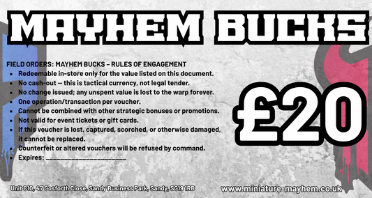 Mayhem Bucks £20 Gift Voucher – In-Store Use Only